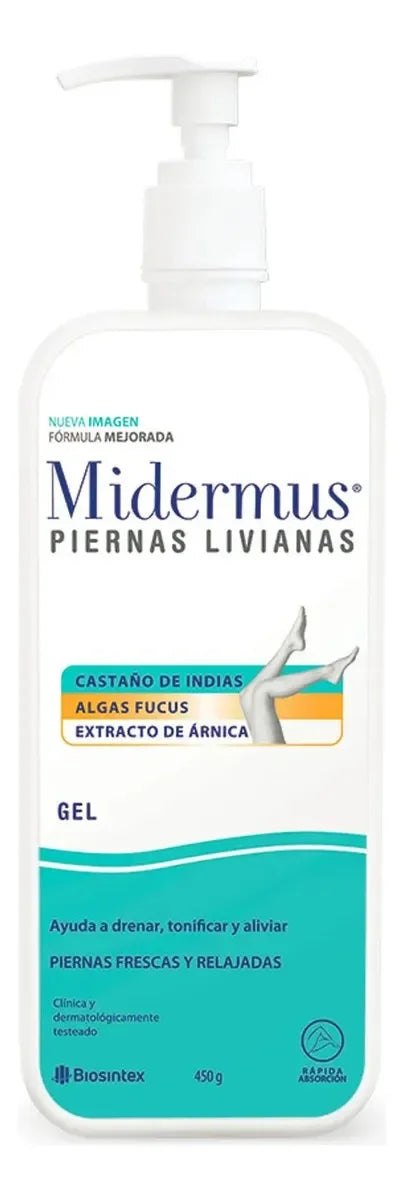 Midermus Piernas Livianas Gel Drena Tonifica Y Alivia 450g Fragancia Mentol