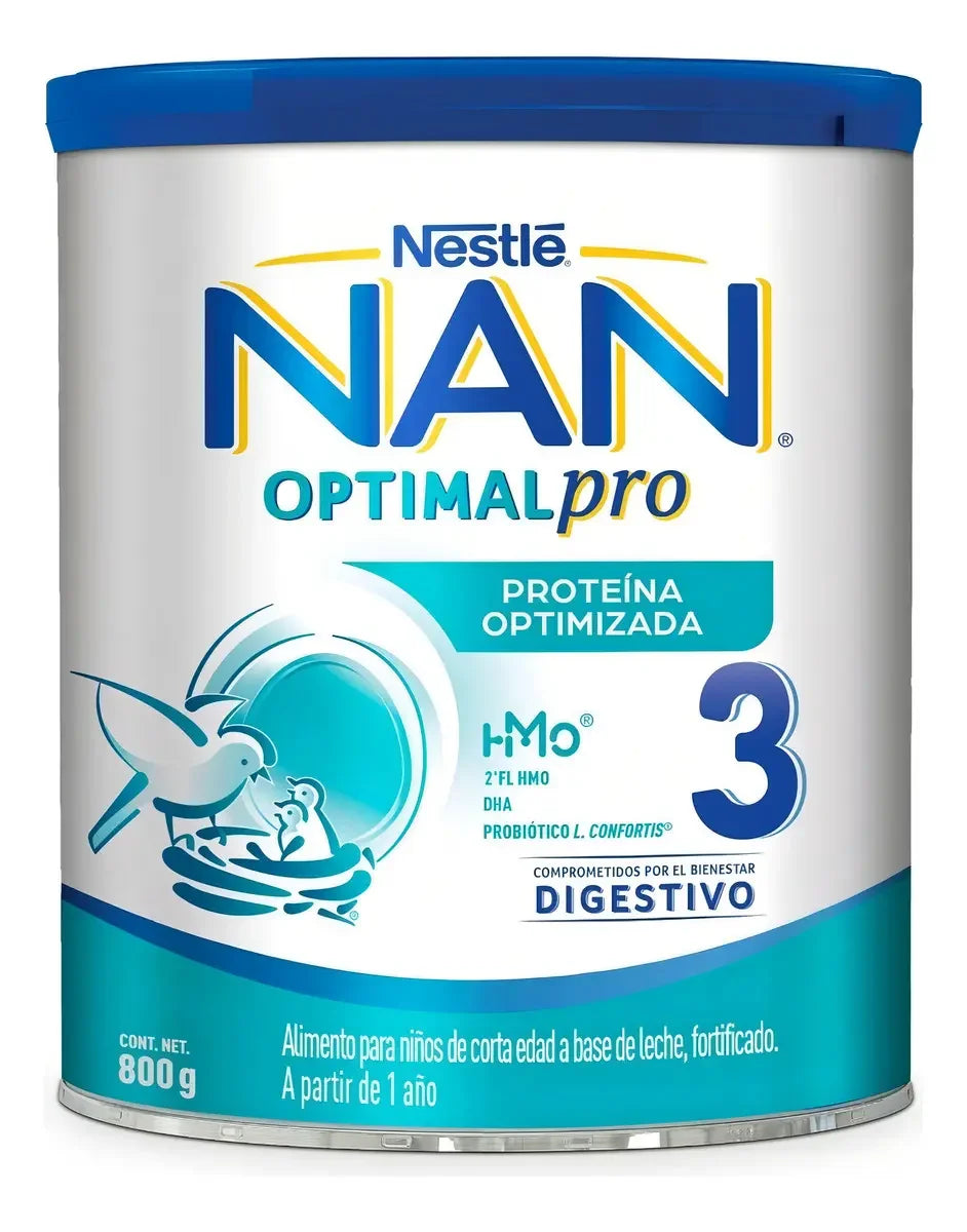 Nestlé Nan Optimal pro 3 leche de fórmula en polvo sin tac en lata de 1 de 800g