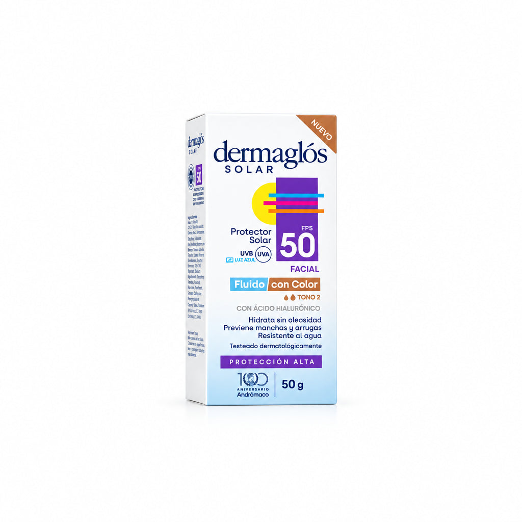 Dermaglós Protector Solar Facial Fps 50 Fluido Tono 2 50gr