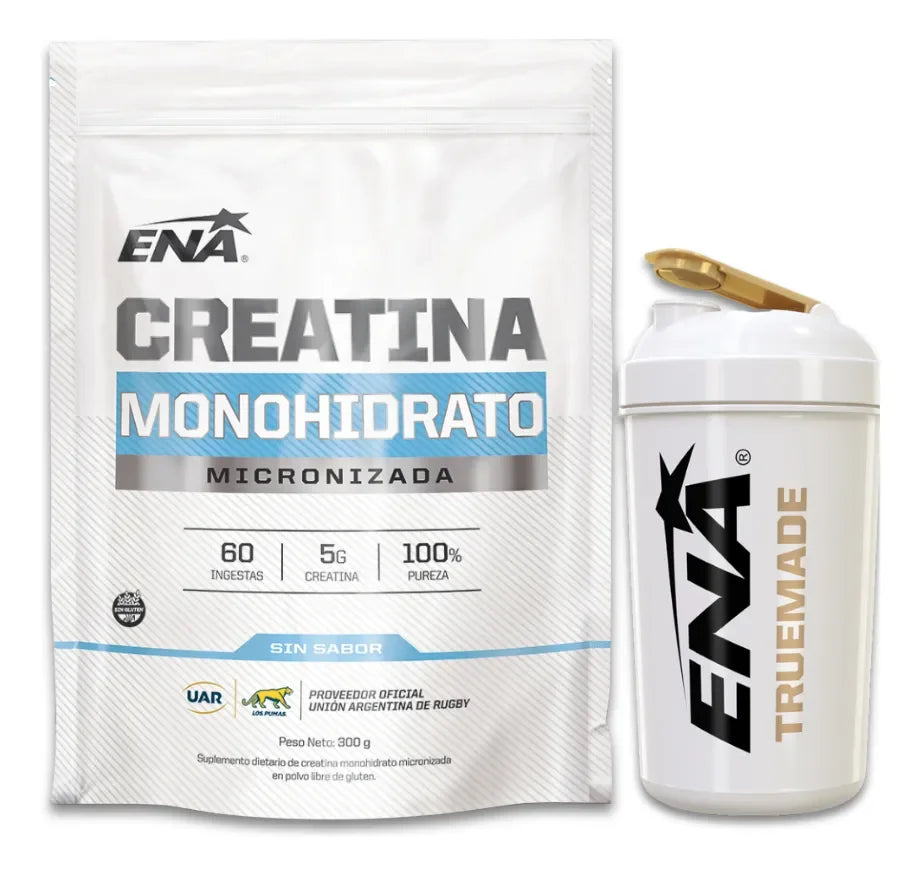 Combo Creatina Polvo Doypack 300g Ena Sport Con Shaker Ena Sabor Sin sabor