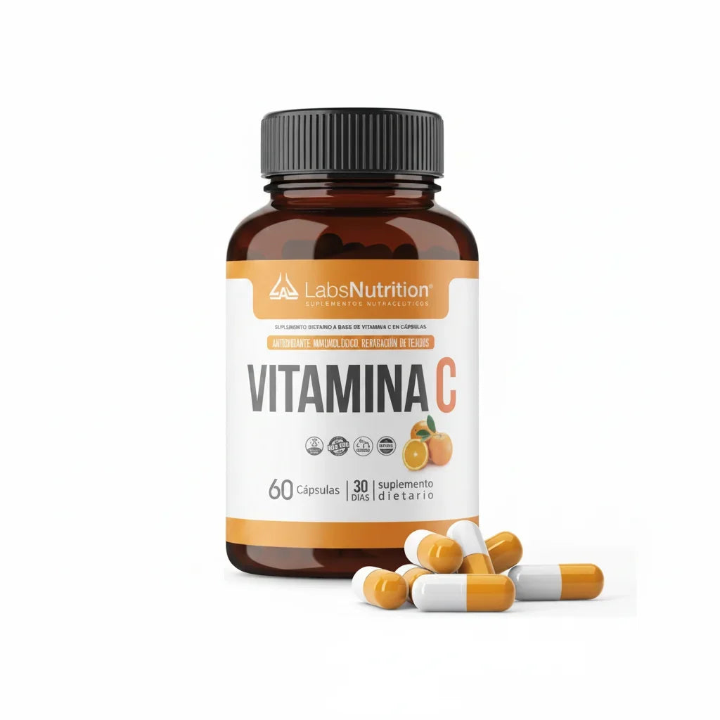 Vitamina C 500 mg 60 Cápsulas Sin Sabor Labs Nutrition Ácido Ascórbico