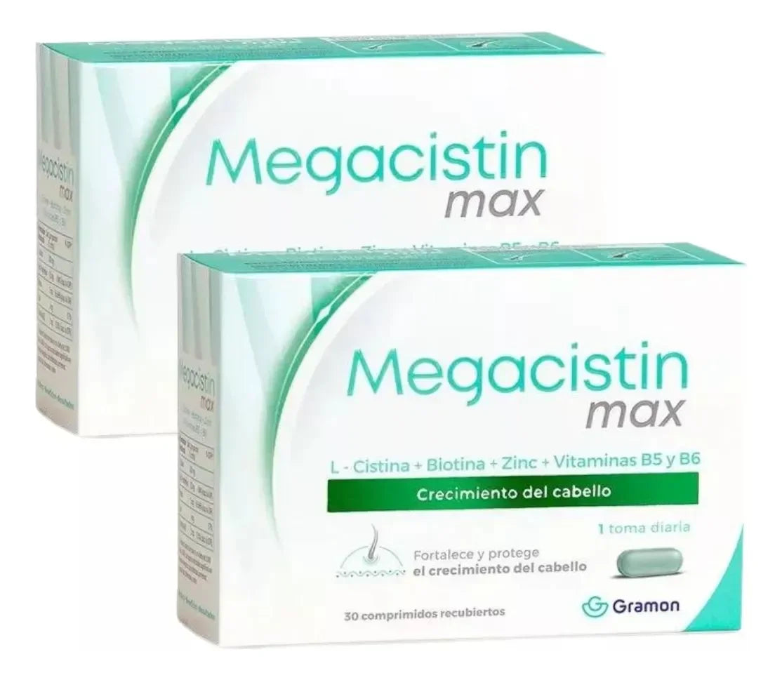 Megacistin Max X 30 Comp Anti-caida Cabello Combo X 2 Cajas