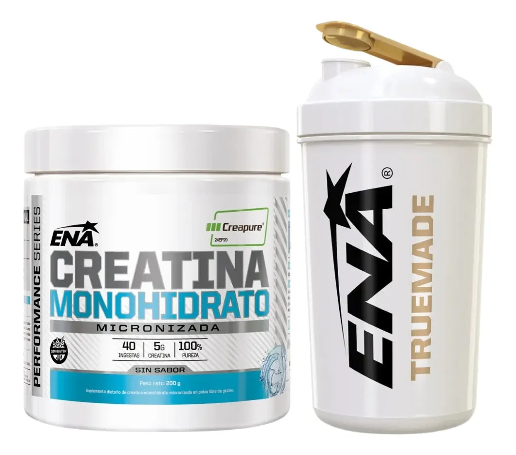 Pack Ena Creapure Creatina Pura X200gr + Vaso Shaker. Sabor Sin Sabor
