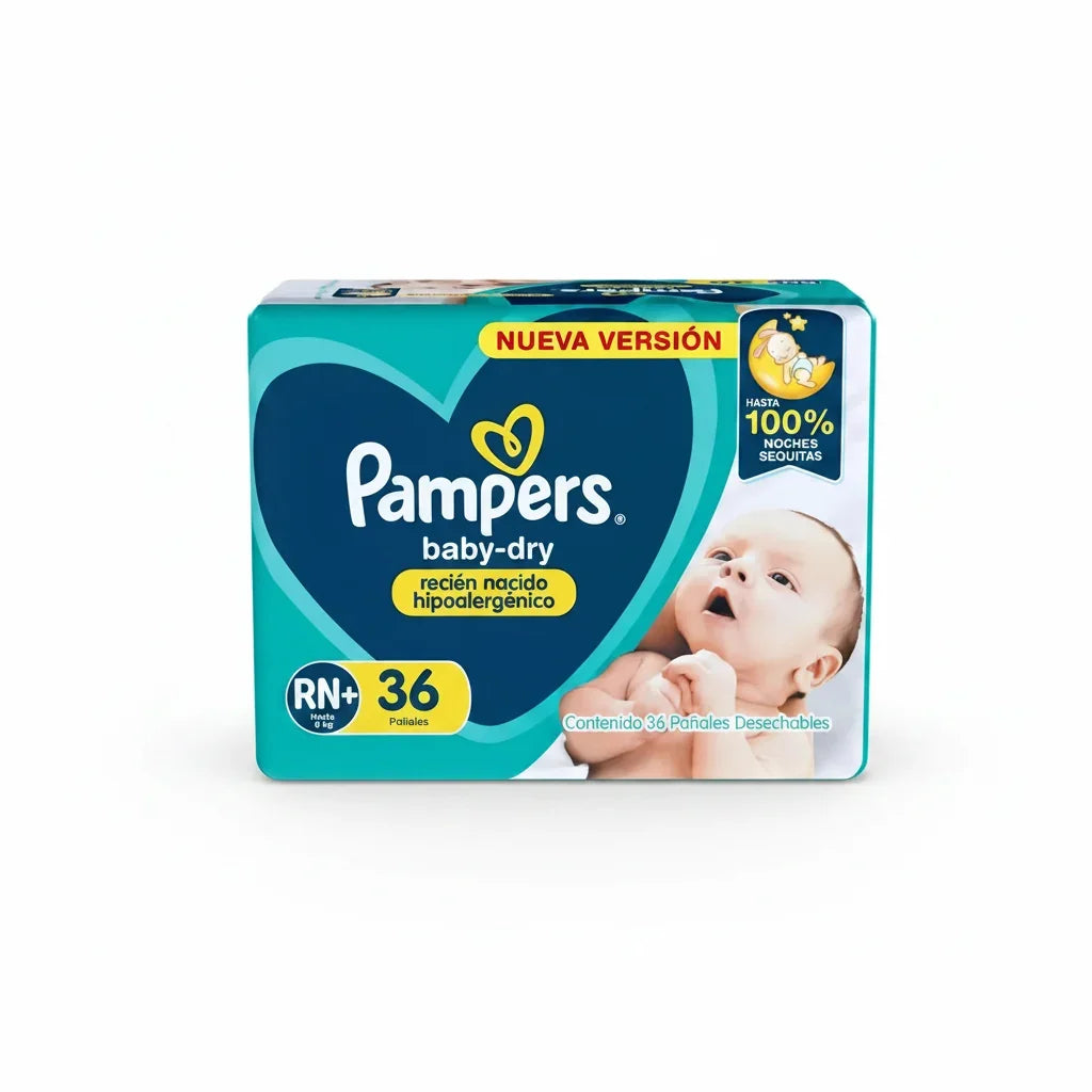 Pañales Pampers Babydry Recien Nacido Rn+ 36u
