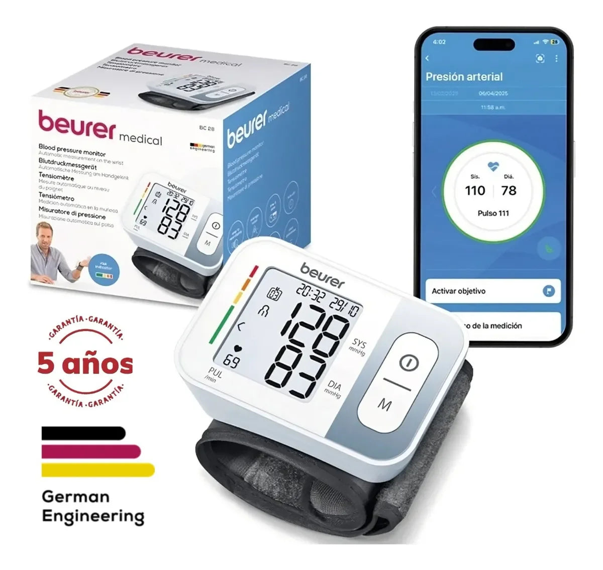 Tensiómetro Digital De Muñeca Automático Medidor Presión Arterial Beurer Bc 28