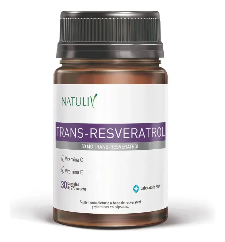 Resveratrol Natuliv 30 Cápsulas Antioxidante Natural Sin Sabor
