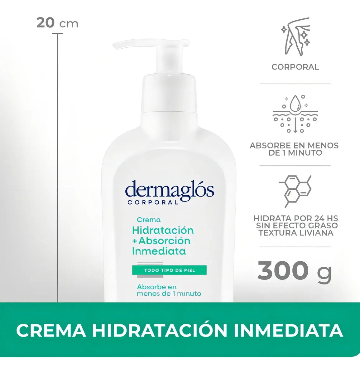 Crema Corporal Dermaglós Hidratación + Absorción Inmediata 300g