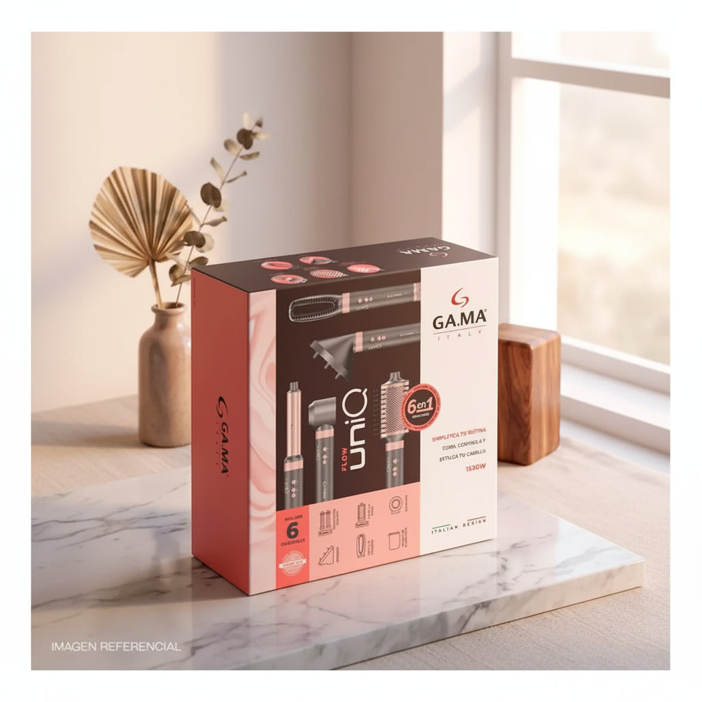 Cepillo Secador Multistyler Gama Uniq Flow 6 En 1 Gris Oscuro