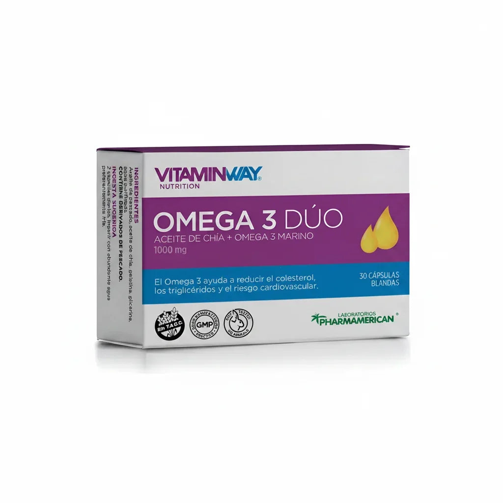 Omega 3 Dúo Pescado + Chia Colesterol Vitamin Way X 30 Cápsulas Sin Sabor