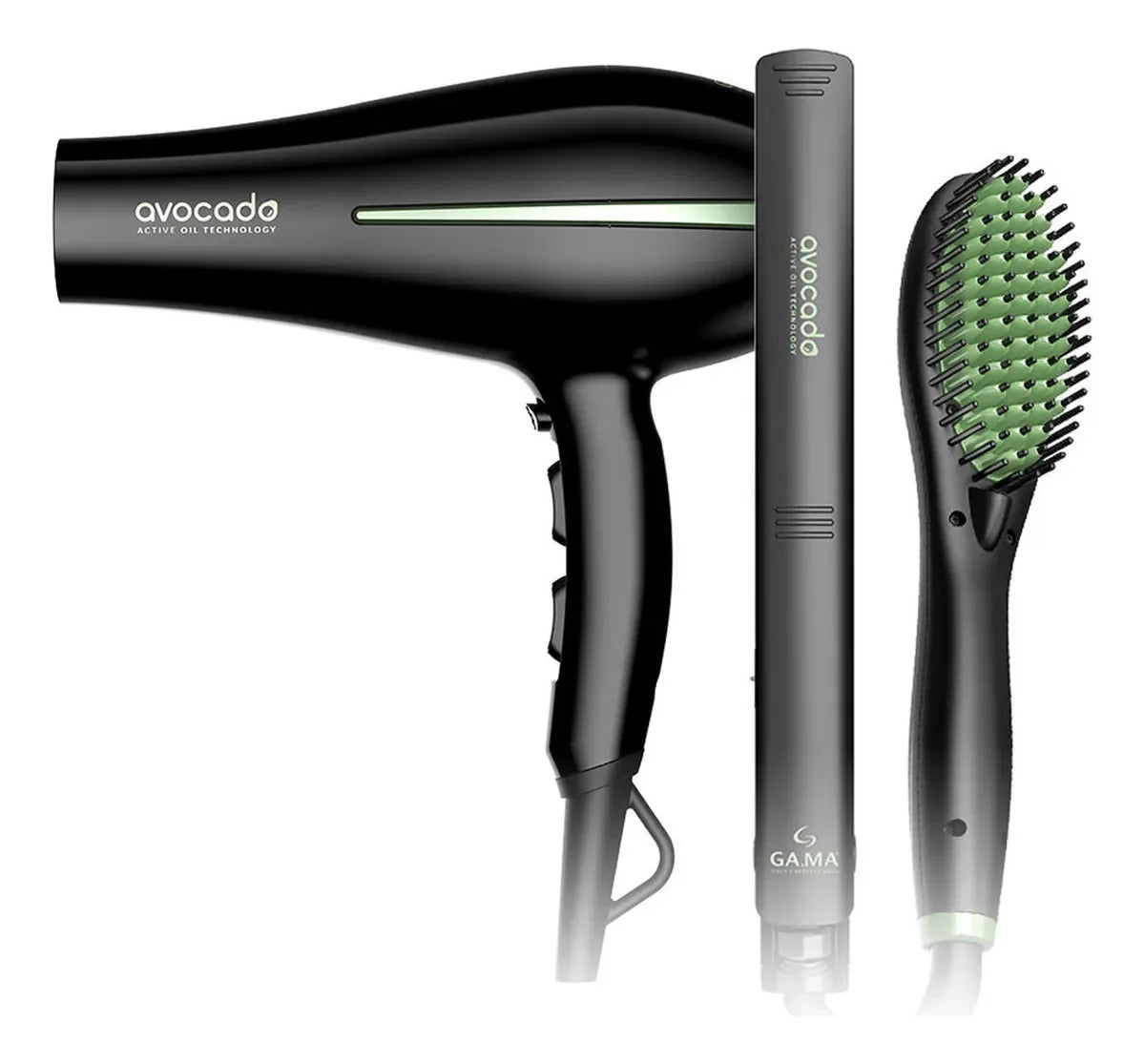 Set Gama Secador Bora + Alisador Elegance + Cepillo Avocado Color Negro