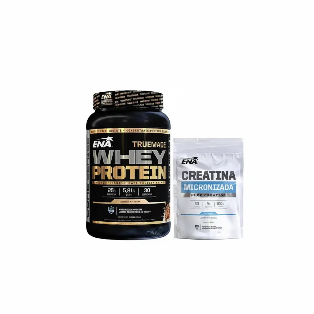 True Made Whey Protein 2lbs + Creatina Micronizada 300g Ena Sabor Cookies & cream