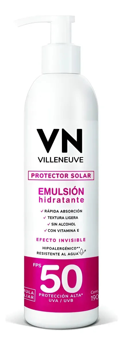 Protector Solar Emulsión Hidratante Vn Villeneuve F50 190ml