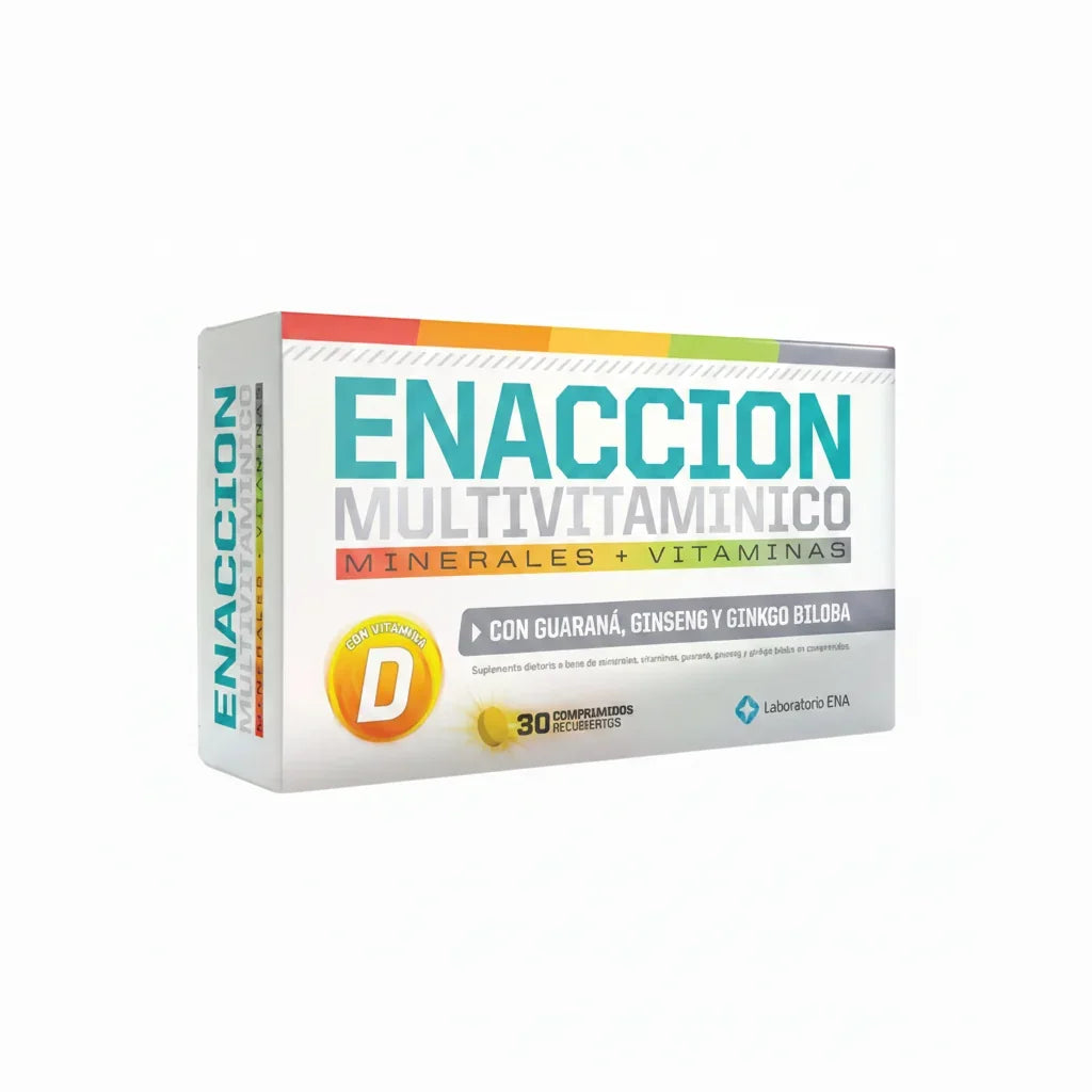 Enaccion X 30 Comp Multivitaminico Minerales ginkgo Ginseng Sabor Neutro