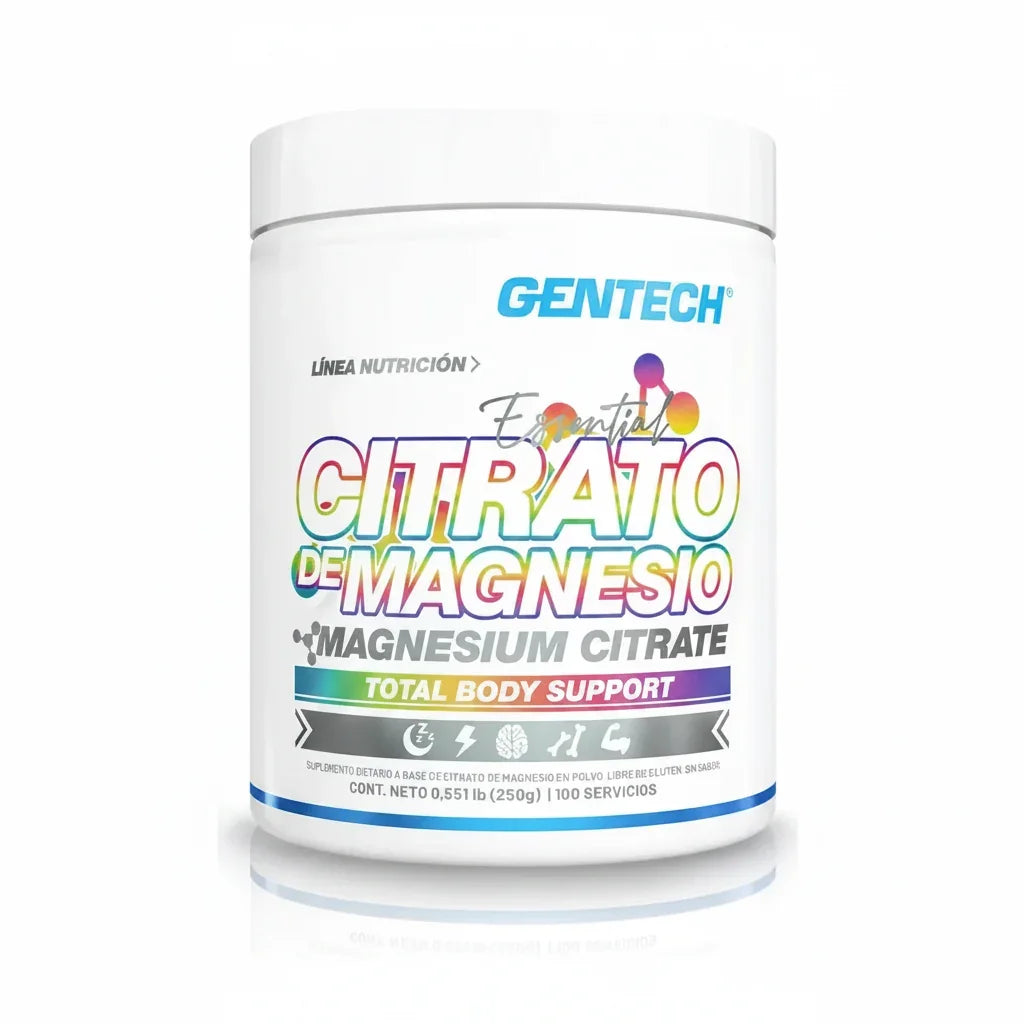 Citrato De Magnesio Gentech Sin Sabor 250g / 100 Servicios