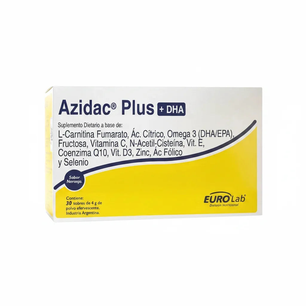 Suplemento Nutricional Eurolab Azidac Plus + Dha 30 Sobres Fertilidad Masculina Naranja