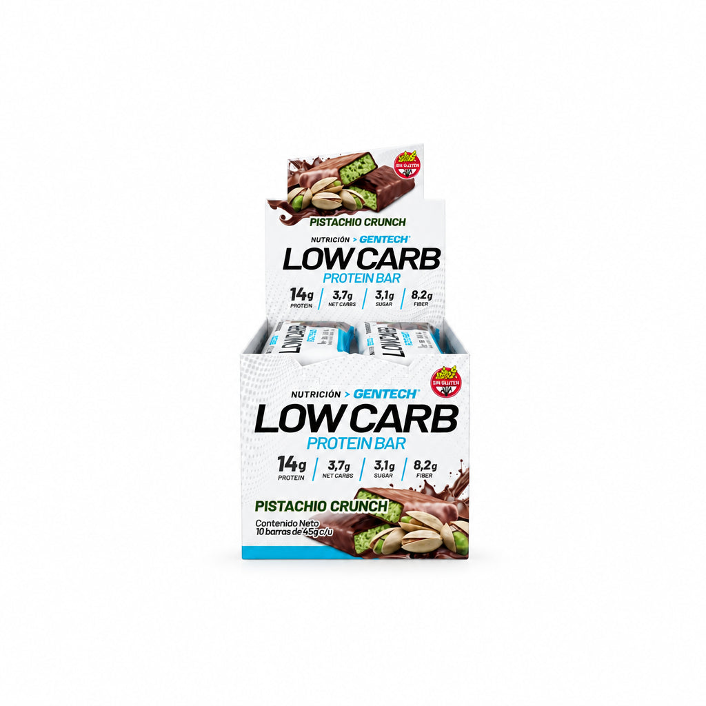 Low Car Protein Bar 10 Unid Gentech Sin Tacc Bajas Calorías Sabor Pistachio Crunch