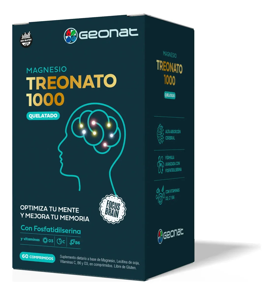 Treonato De Magnesio 1000 (60 Comp) - Geonat Sabor Sin Sabor