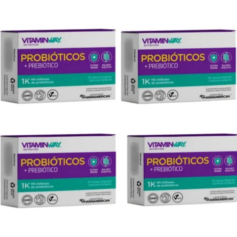 Pack X 4 Probiótico + Prebiótico Vitamin Way 120 Capsulas Sin Sabor